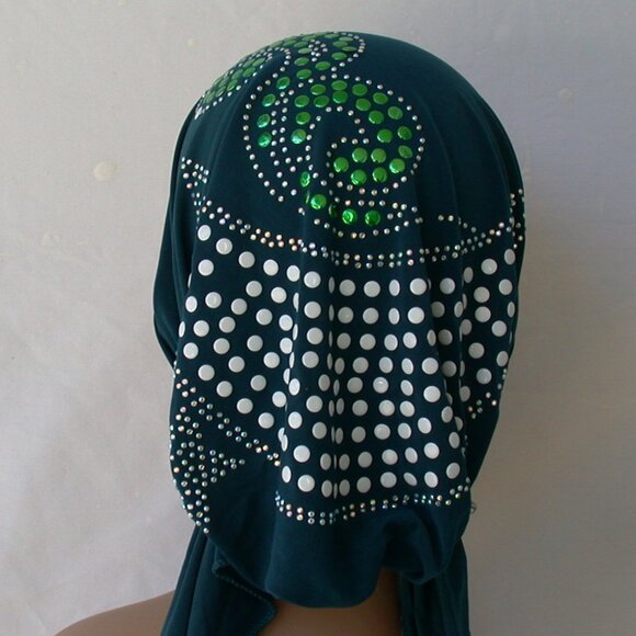TEAL Pre-Tied Stud Fashion Cap Slip On Bonnet Hijab Undercap #1 - Picture 2 of 3